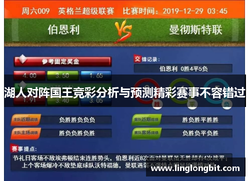 湖人对阵国王竞彩分析与预测精彩赛事不容错过